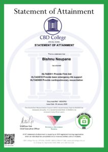 CBD college certificate